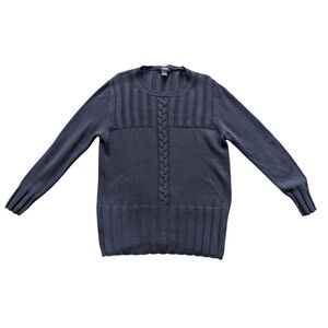 System Men's Large Navy Blue Cotton Long Sleeve Knit Sweater‎ Warm Thick